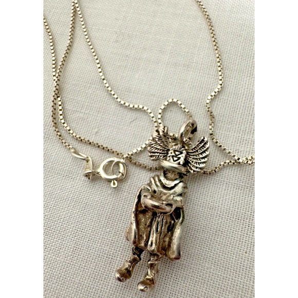Sterling Silver Charm Crow Mother Kachina Native American Pendant w Chain - Picture 1 of 10